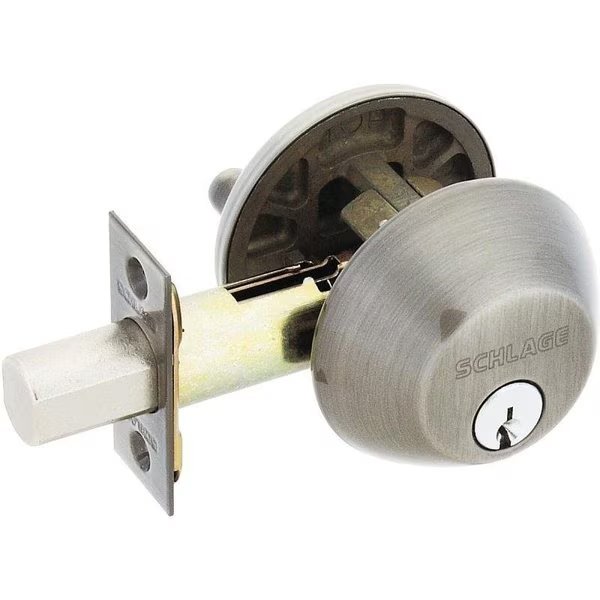 Deadbolt, Antique Pewter, 238 x 234 in Backset, C Keyway, Schlage, Mfr#: B60NV620